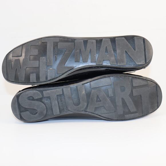 Stuart Weitzman Black Patent Moc Toe Flats | Size 9N | Buckle Detail - Picture 5 of 6